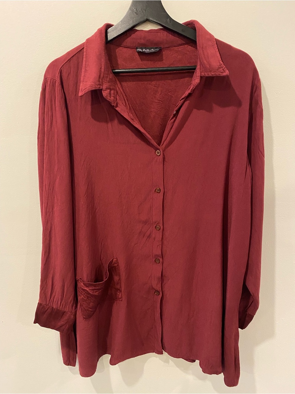 Italian made Bella Amore silk blend blouse burgundy size large